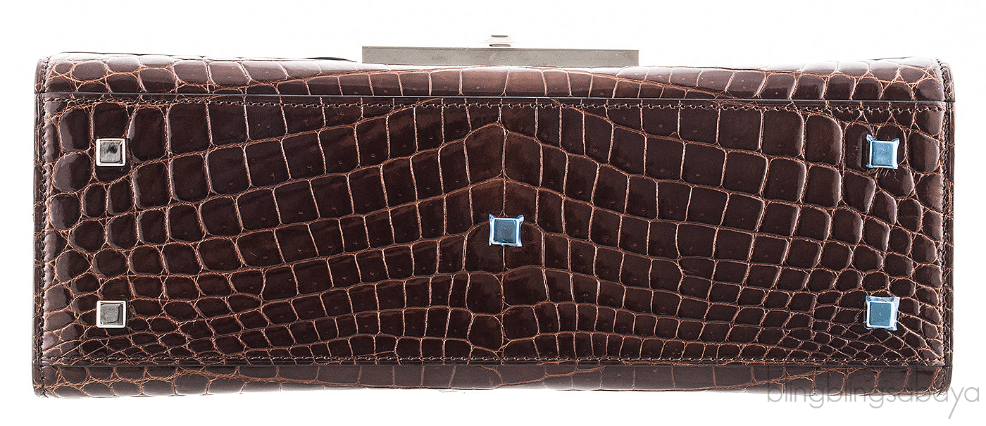 Rejane Brown Patent Crocodile PM*