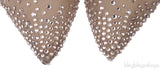 Gold & Beige Mesh Crystal Pointed Toe Heels