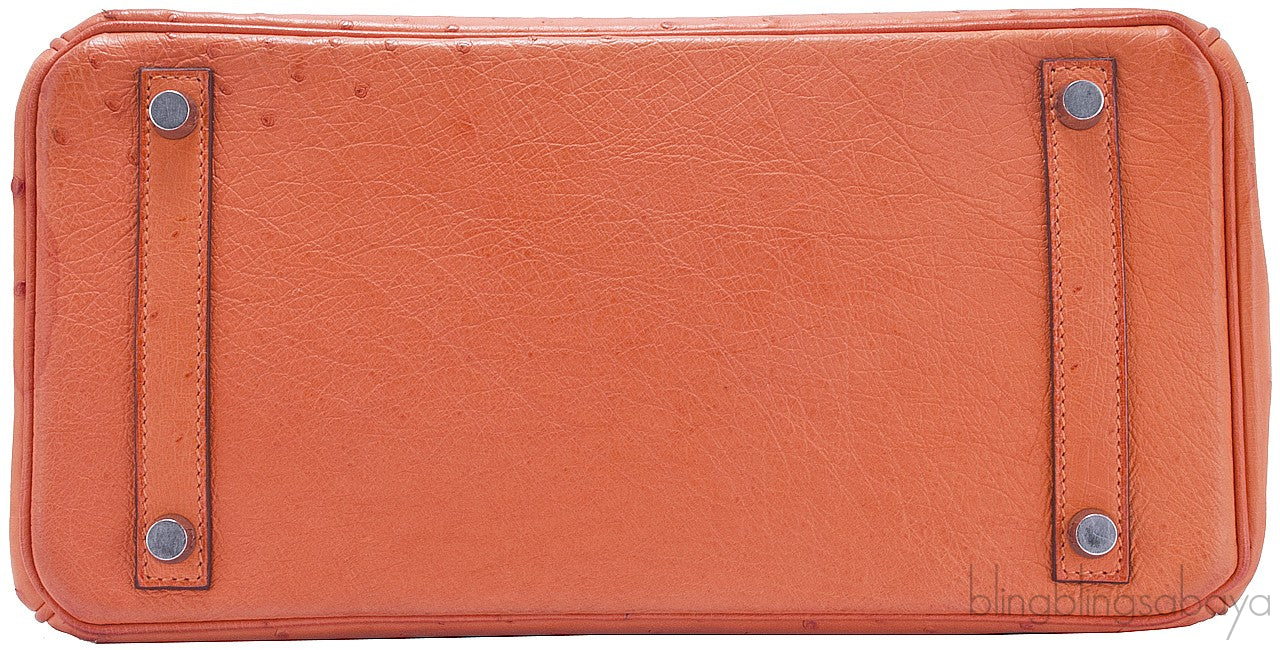 Birkin 30 Orange Ostrich PHW