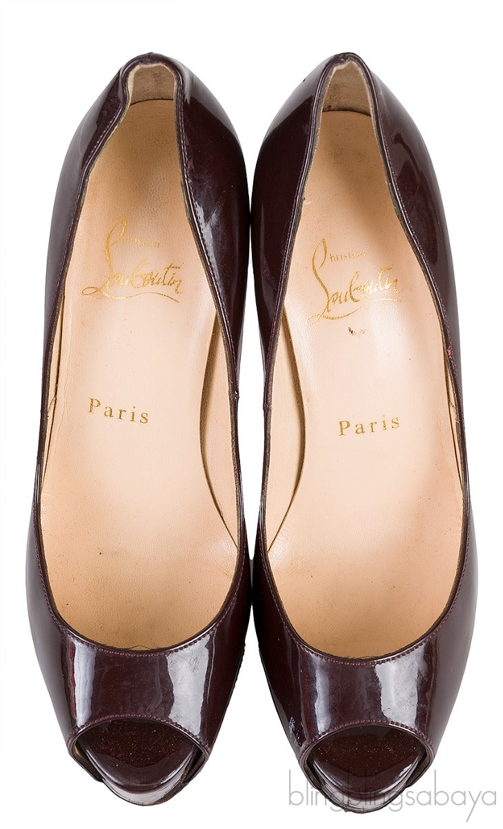 Plum Patent Peep Toe Pump