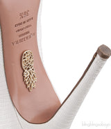 White Lizard Embossed Lace Up Heels