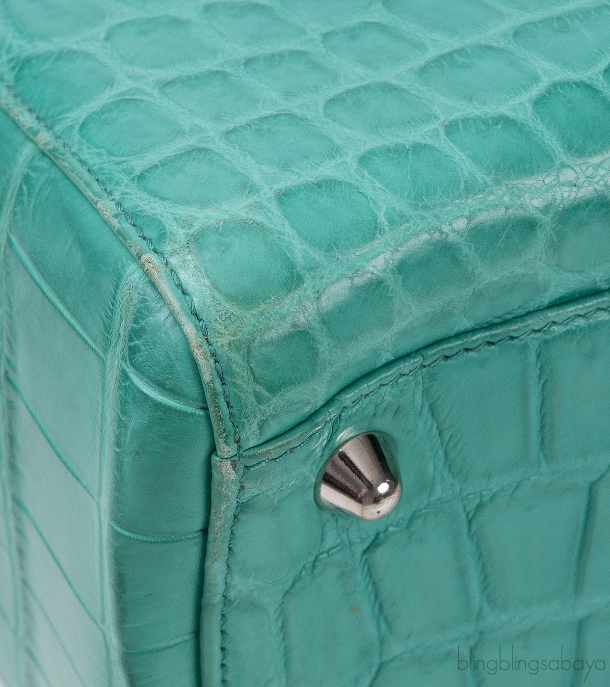 Lady Dior Large Green Crocodile Handbag