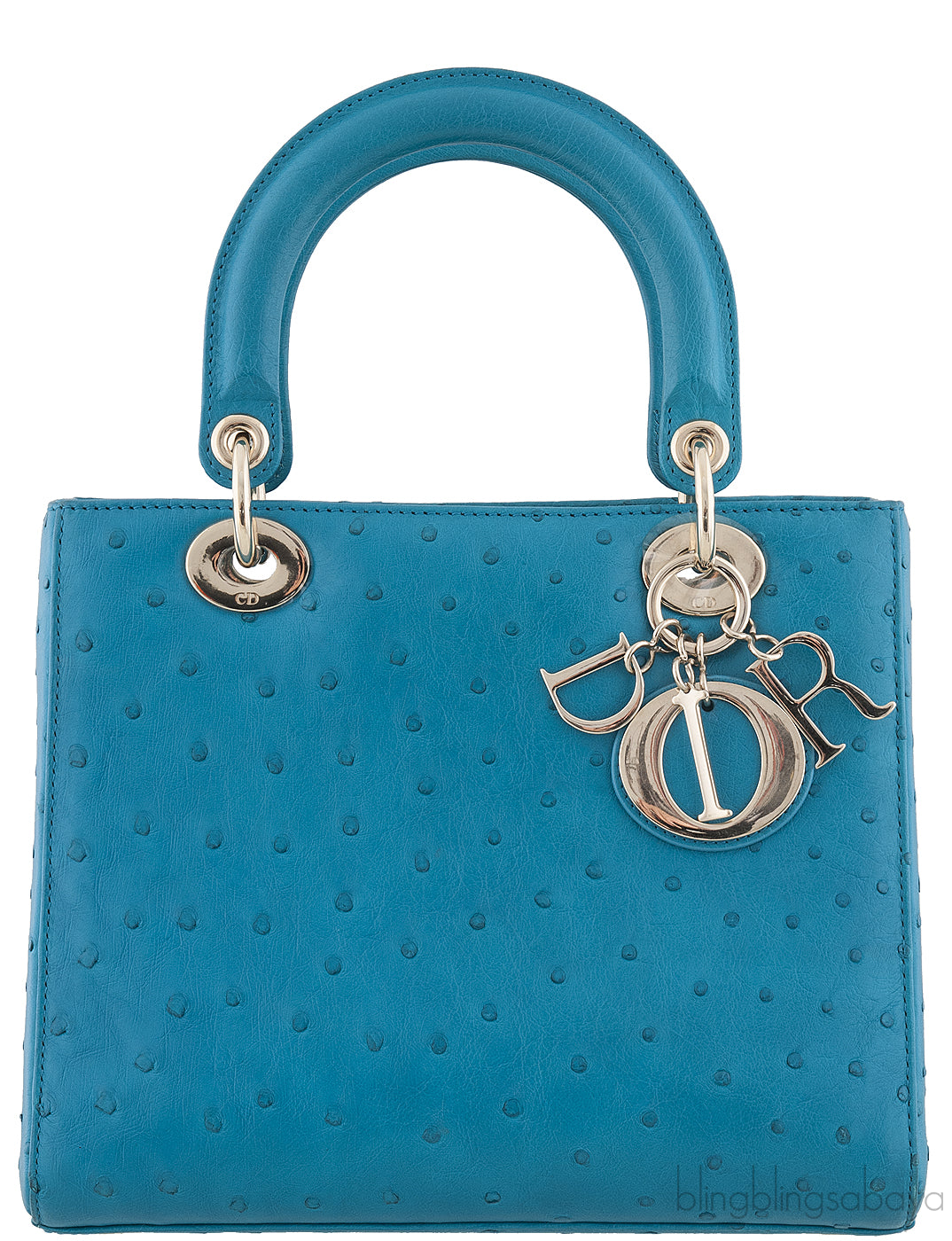 Lady Dior Blue Green Ostrich GHW