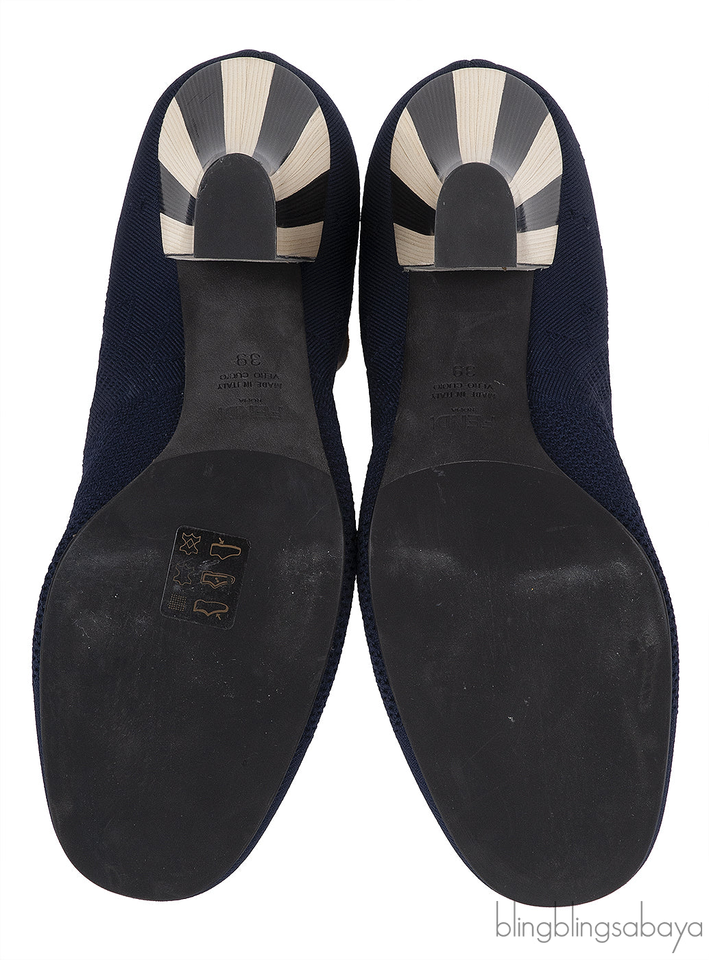 Fendi Zucca FF Logo Navy Blue Knit Boots