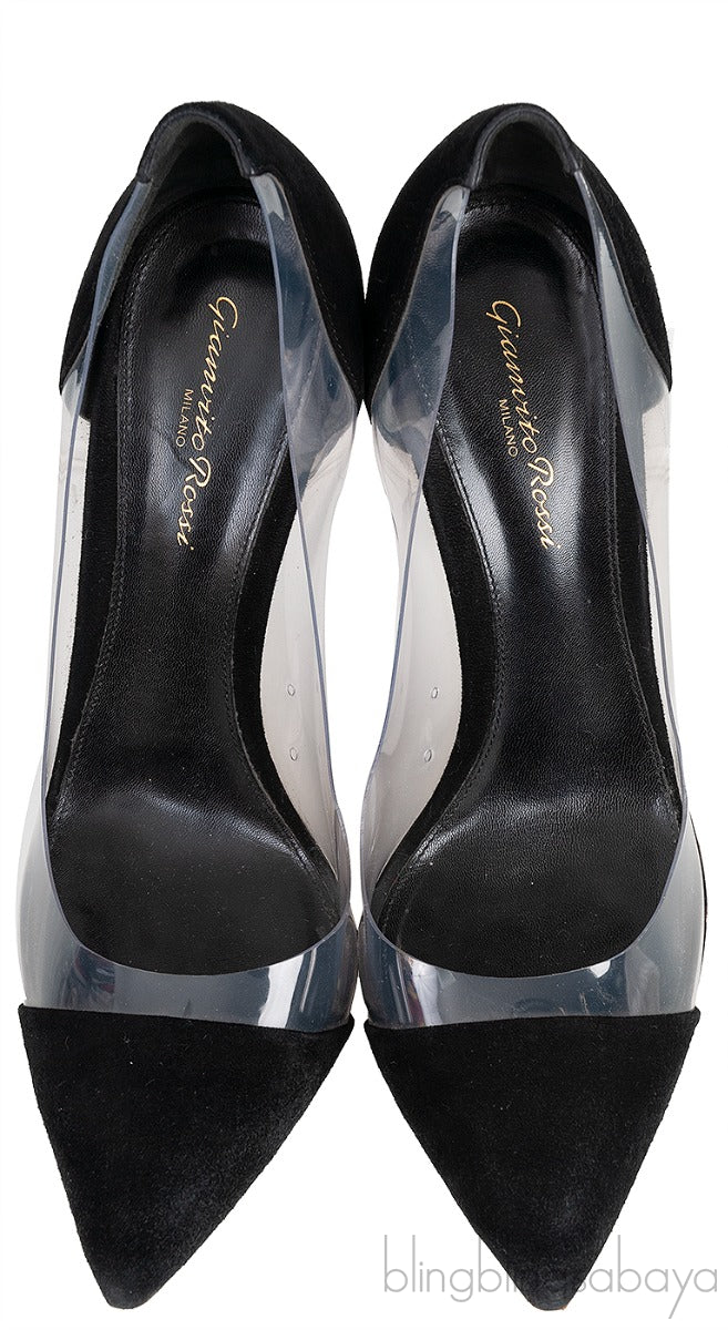 Black Suede PVC Plexi Pump