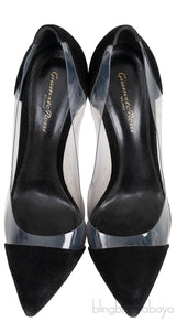 Black Suede PVC Plexi Pump
