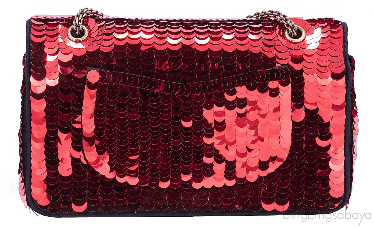 Red Sequins Mademoiselle Flap Bag