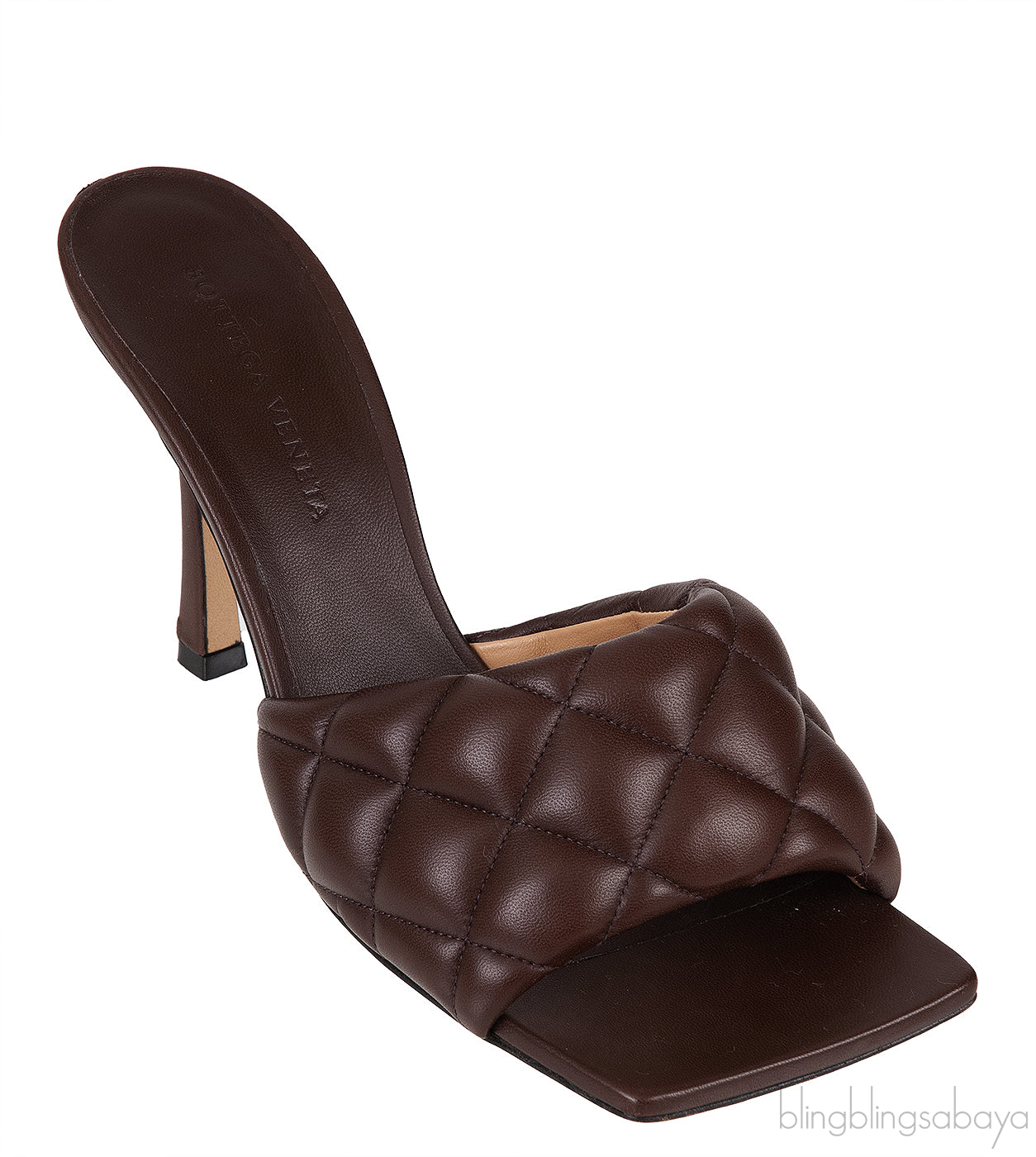 Brown Nappa Quilted Lido Mule Sandals
