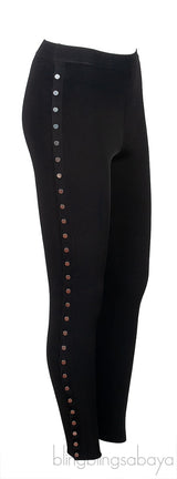 Black Silver Metal Studs Leggings