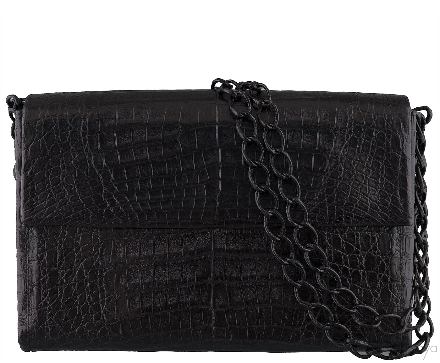 Black Crocodile Chain Shoulder Bag