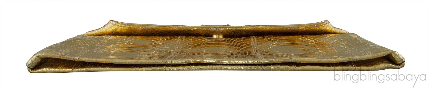 Gold Python Clutch Bag