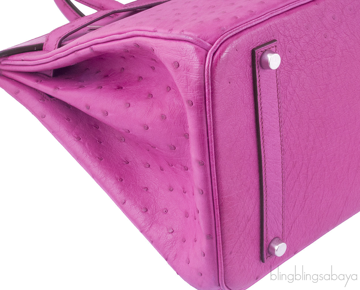 Birkin 35 Ostrich Fuchsia Pink PHW