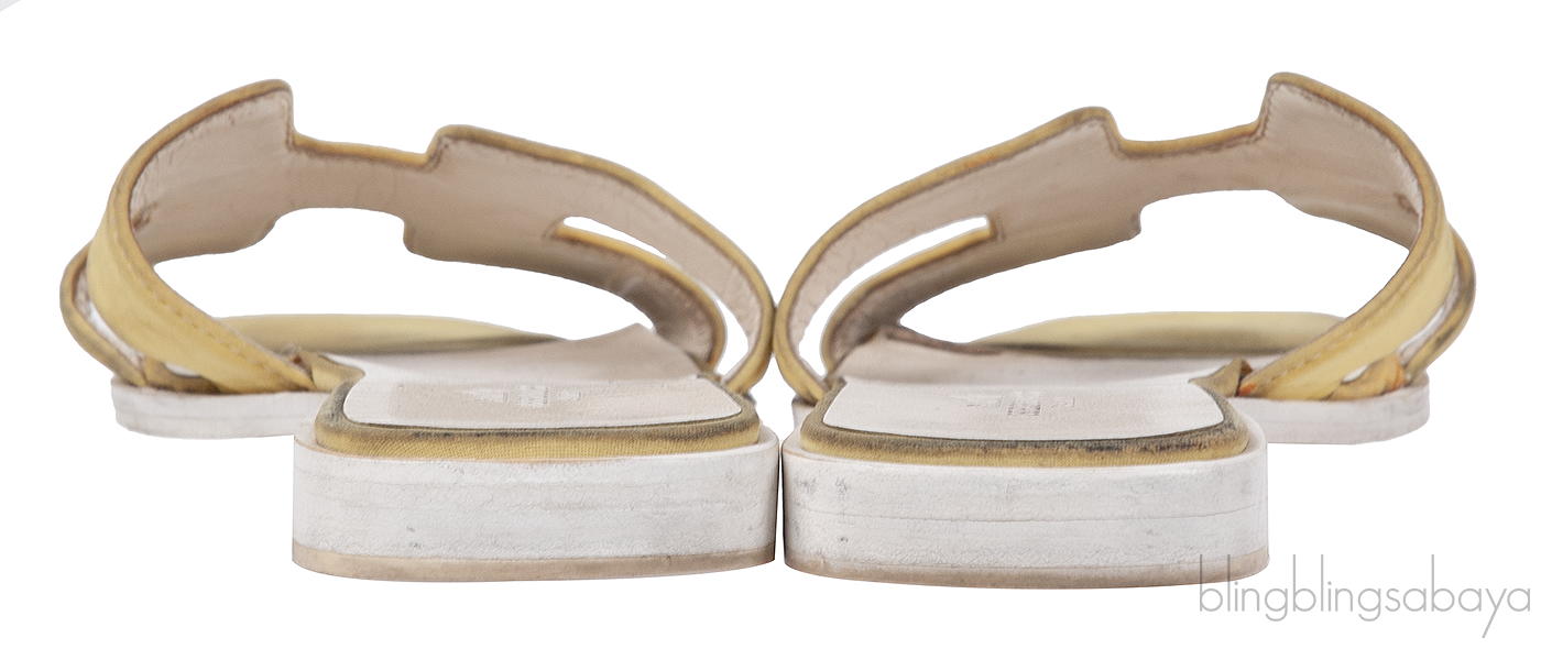 Hermes Oran Yellow Fabric Sandals