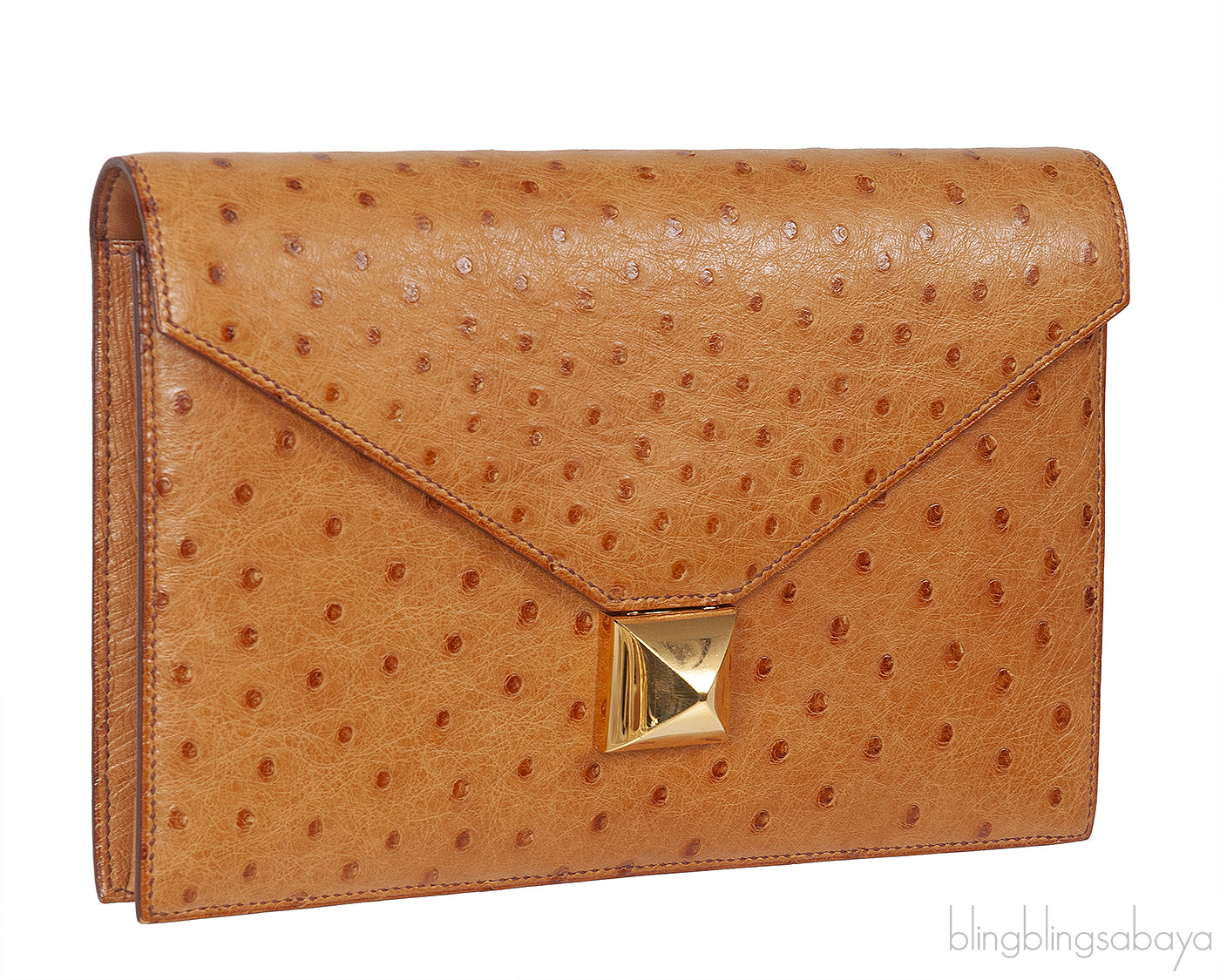 Hermes Vintage Medor Gold Ostrich Clutch