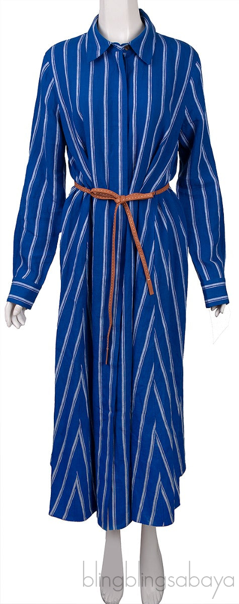 Waylon Belted Striped Linen Shirt Dress