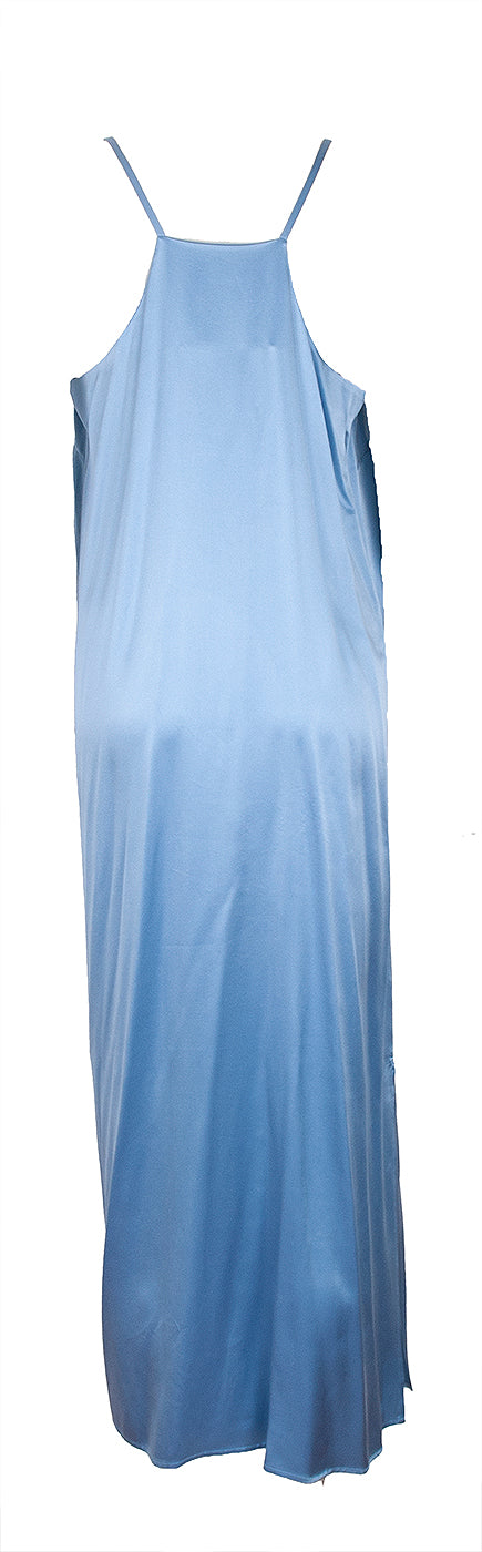 Tasman Silk-Satin Light Blue Midi Dress