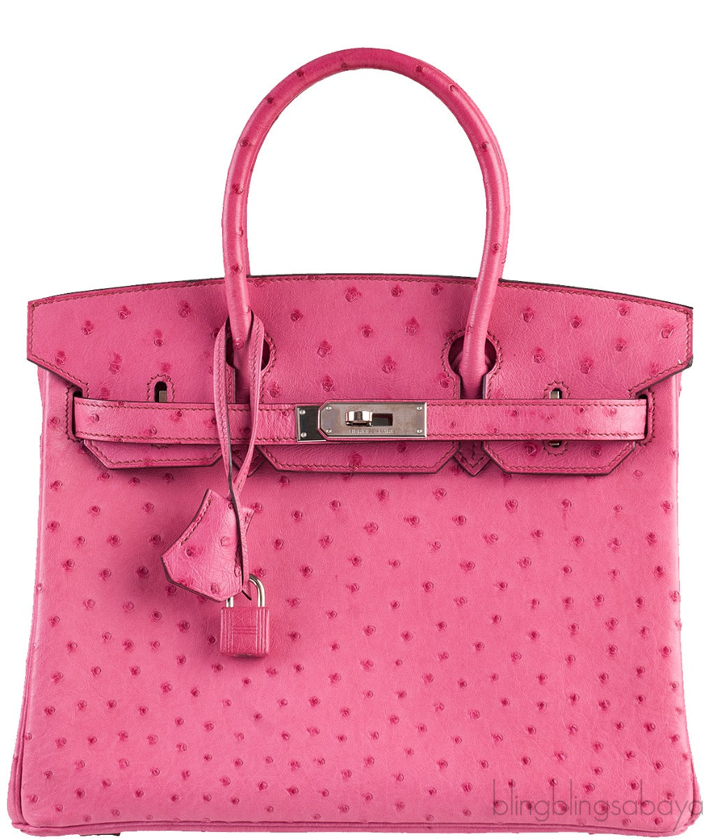 Birkin 30 Fuchsia Pink Ostrich PHW