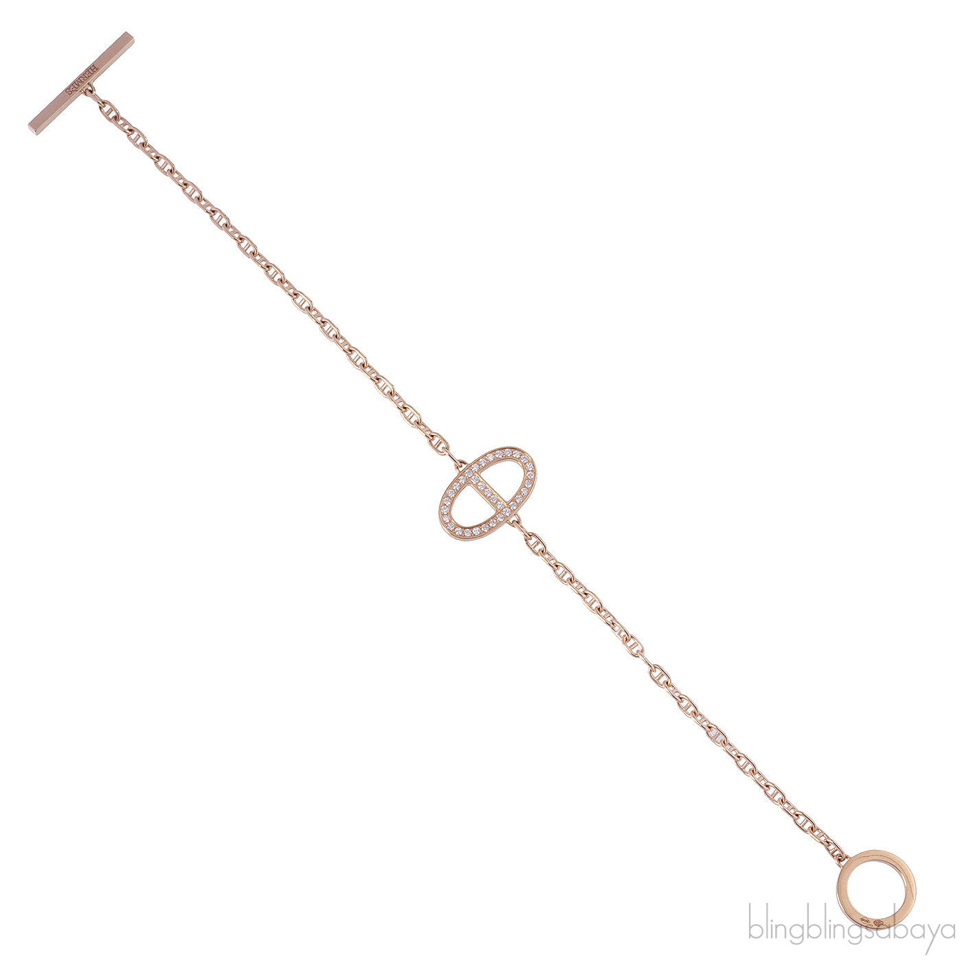 Hermes Chaine d\'ancre Contour Rose Gold Diamond Bracelet