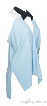 Tri-color Collared Sleeveless Top