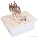 Metallic Laser Cut Wings White Sandals