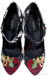Embellished Floral Brocade Pump