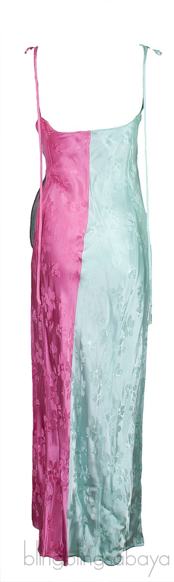 Bi-color Crystal Embellished Wrap Dress