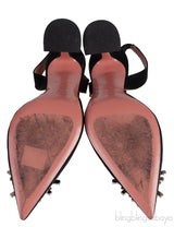 Black Begum Crystal-embellished Satin Slingback Pump