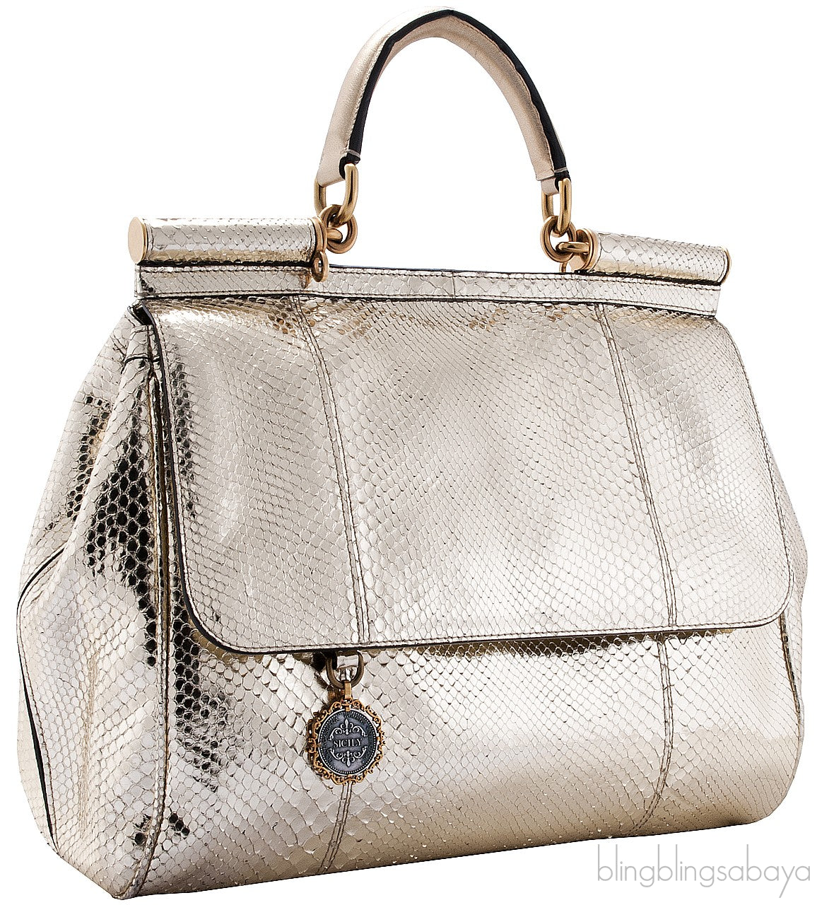 Snakeskin Miss Sicily Metallic Gold