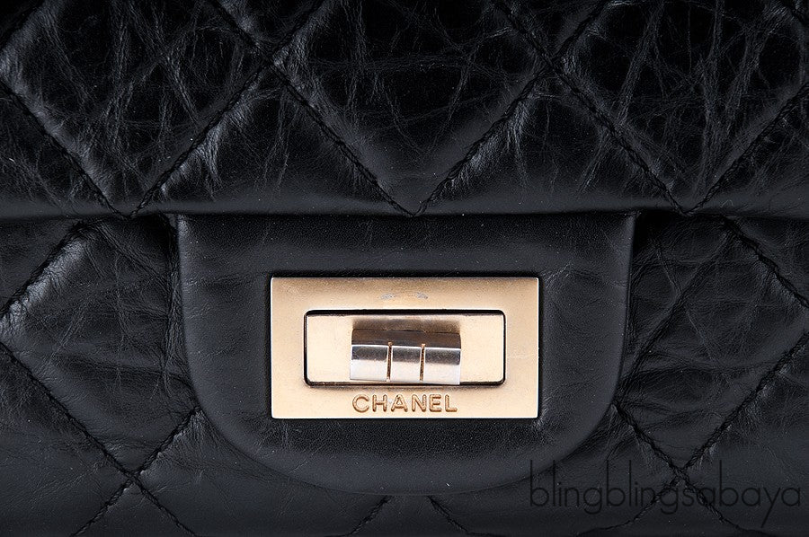 2.55 Reissue Black Distressed Leather