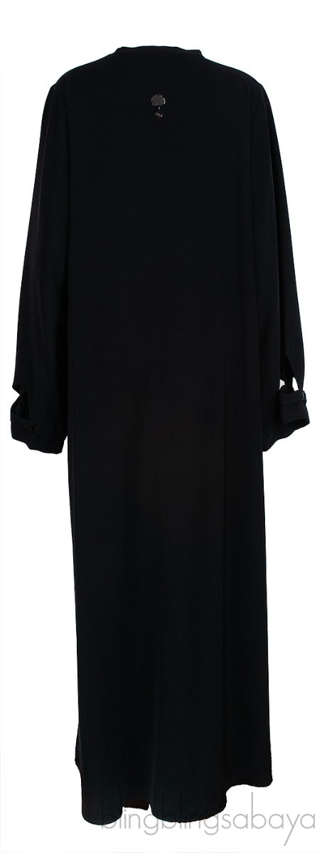 Black Beaded Cut-out Abaya