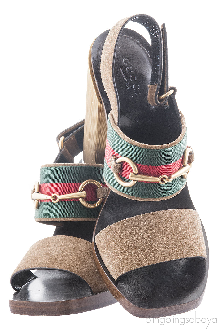 Suede Horsebit Heeled Sandal