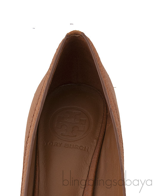 Brown Peep Wedge Heels