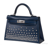 Kelly 20 Mini Sellier Cloute Blue Abysse Box Studded PHW