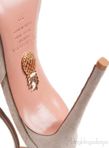 Grey Suede Pointed Toe Slingback Heels
