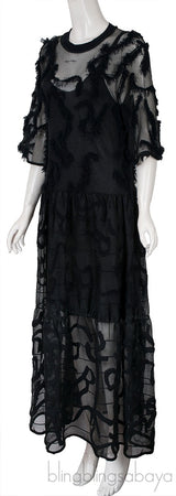 Sheer Tiered Black Dress