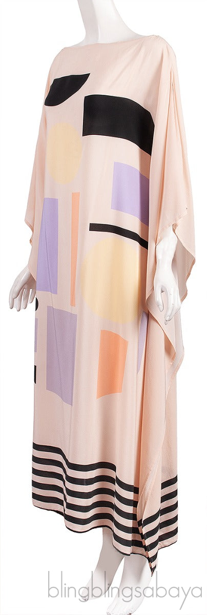 Beige Multicolor Kaftan Dress