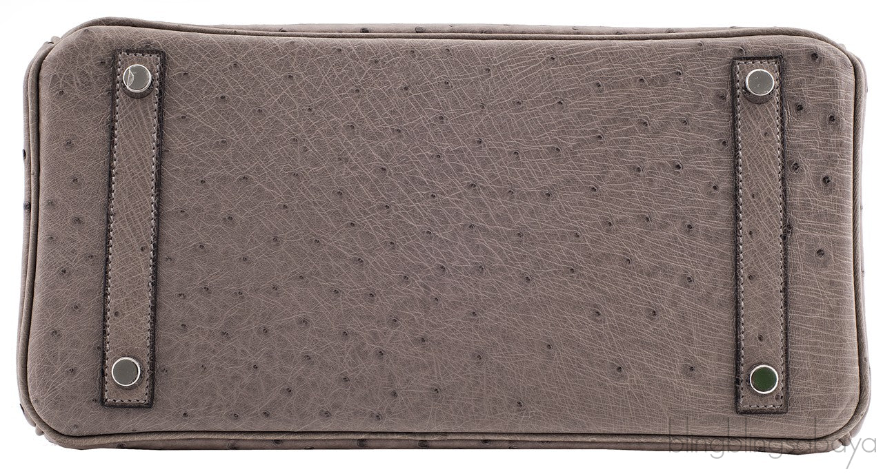 Birkin 30 Grey Tourterelle Ostrich