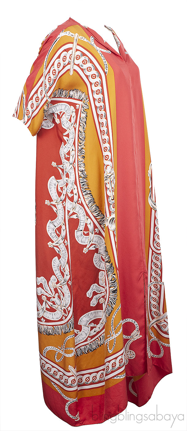 Hermes Silk Printed Multicolor Caftan Dress