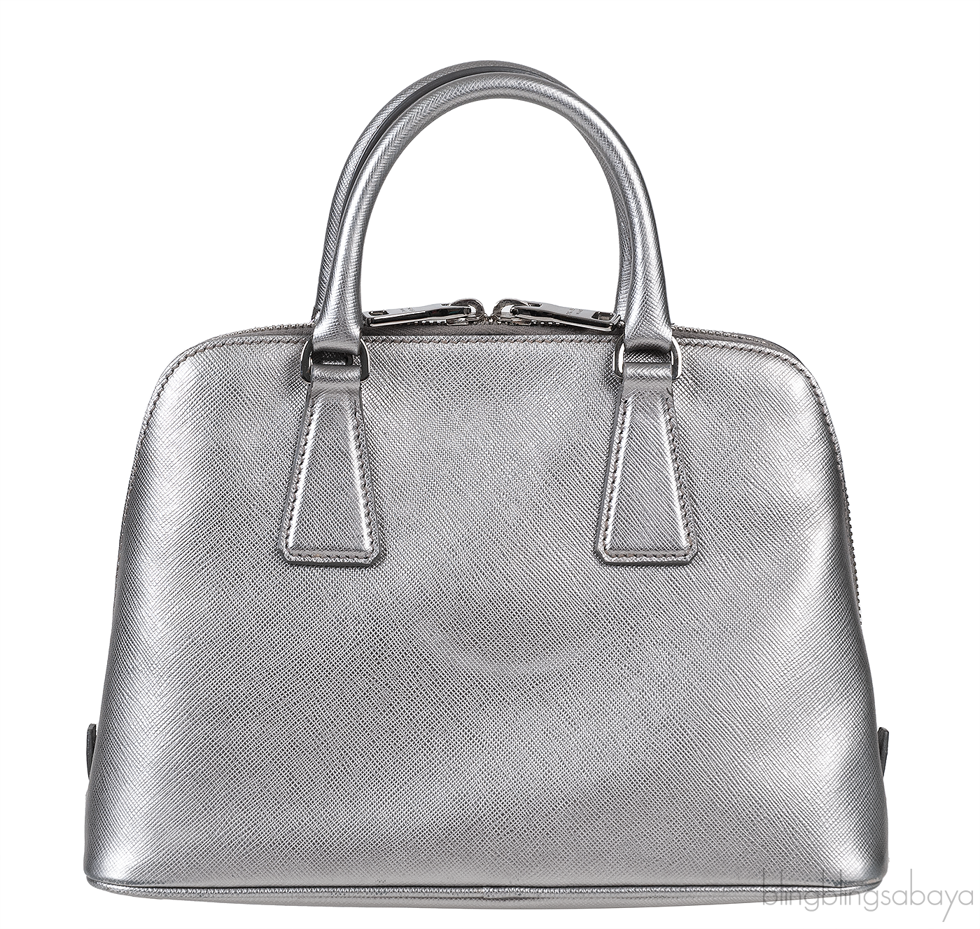 Silver Saffiano Promenade Top Handle Bag