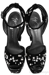 Lavinia Swarovski Crystal Velvet Platform Sandals
