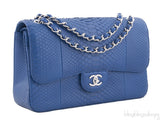 Chanel Classic Blue Python Jumbo Flap Bag