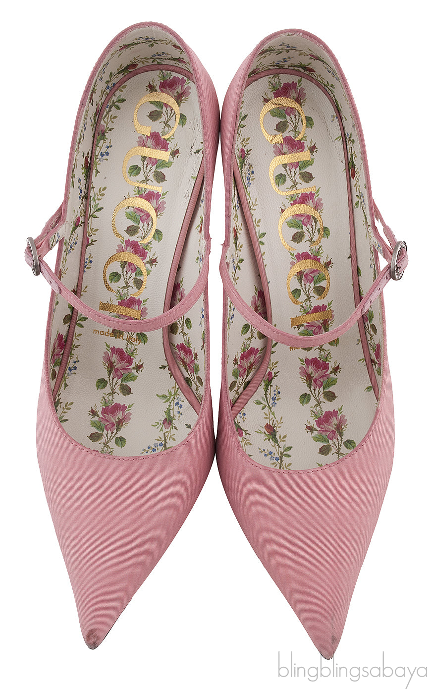 Pink Satin Pointed Heels