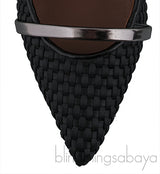 Maureen Black Woven Satin Mules