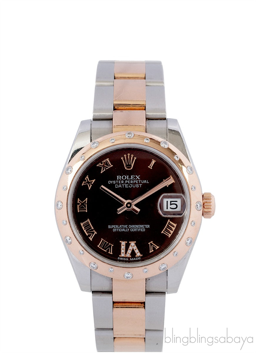 Datejust 31 Chocolate Brown Dial Set with Diamond Bezel