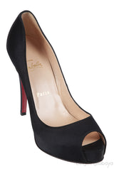 Christian Louboutin Prive Black Satin Peep Toe Pump
