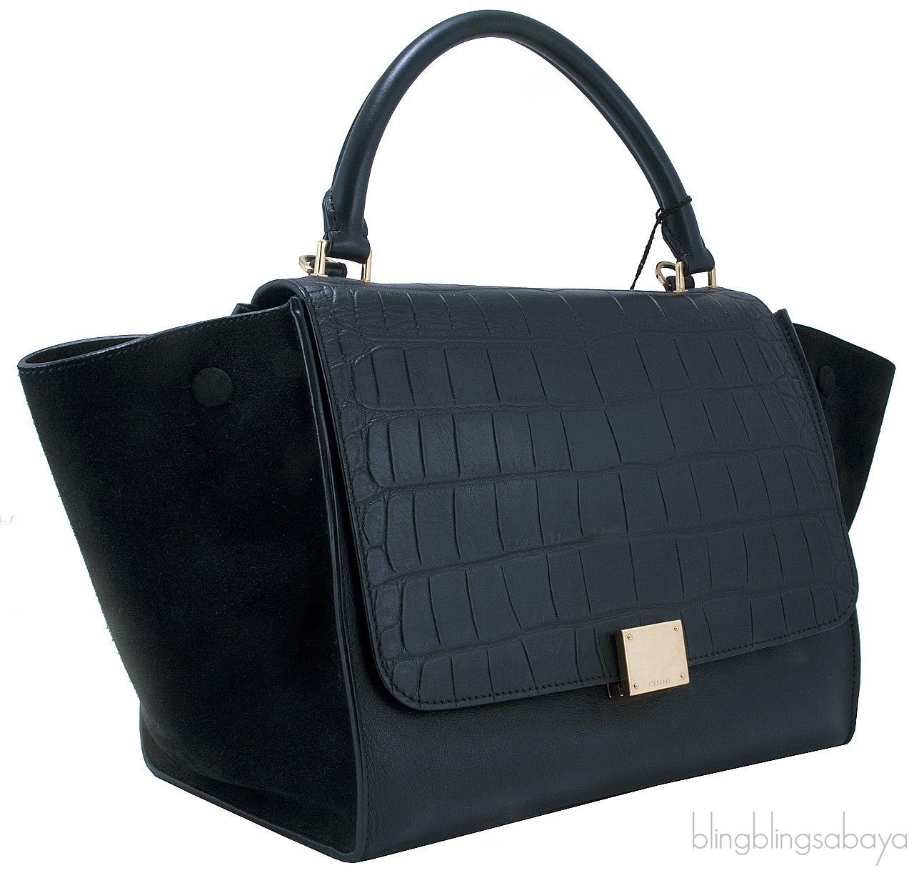 Trapeze Luggage Black Croco Print