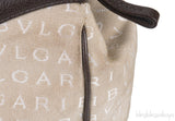 Logomania Beige Canvas Brown Leather Trim Bag