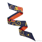 Christian Dior Silk Multicolor Zodiac Print Twilly