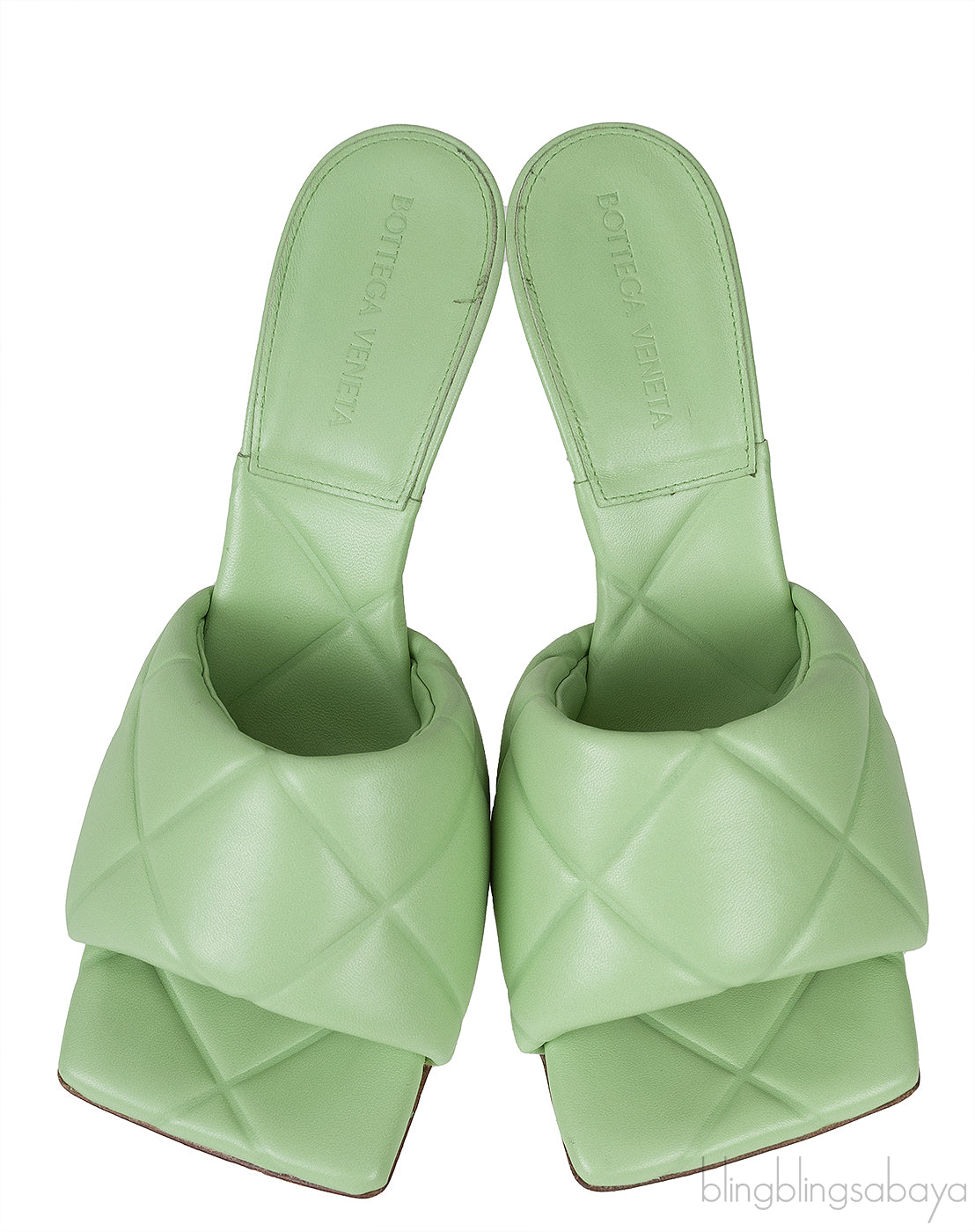 Mint Green Nappa Quilted Lido Mule Sandals