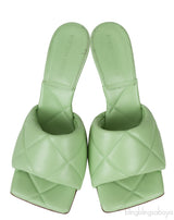 Mint Green Nappa Quilted Lido Mule Sandals
